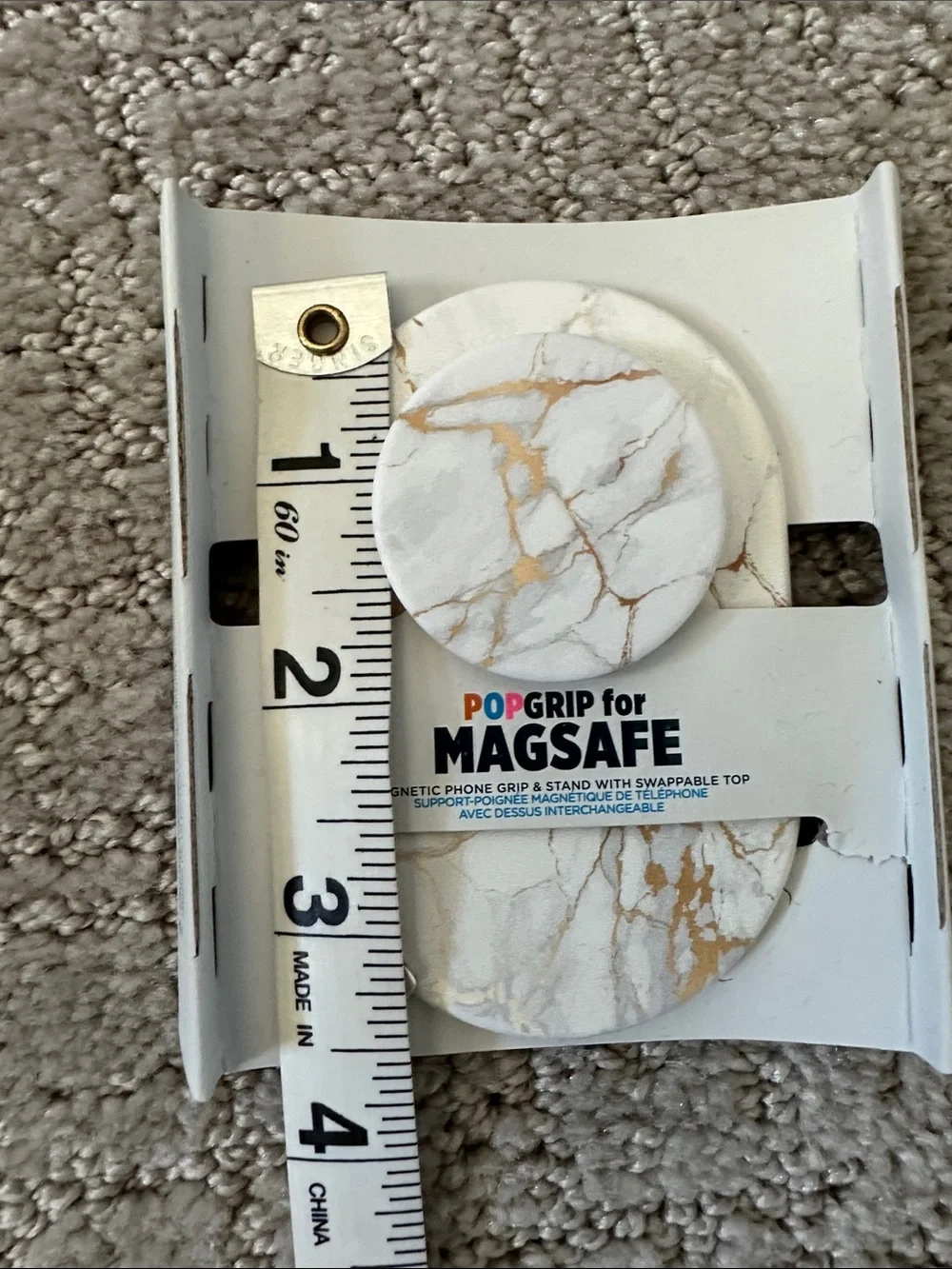 PopSocket PopGrip for MagSafe White Marble with Gold Veins